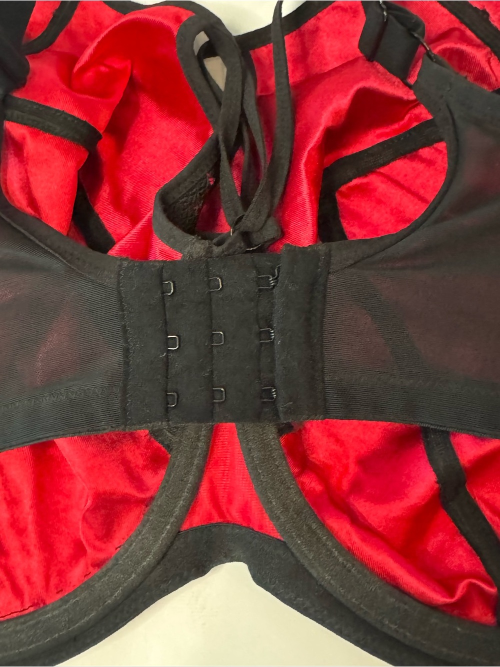 Elomi Nicole Underwire Plunge Cage Bra Size 36L Red Black Lace - Picture 6 of 10